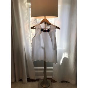 Zara white linen blouse w/ multi colored pom poms